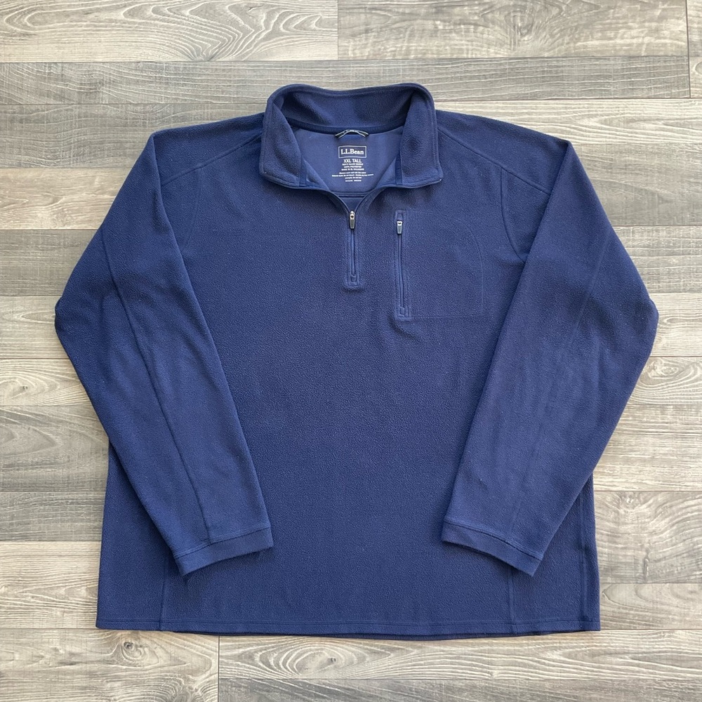 LL Bean Trail Polar Fleece Quarter Zip Pullover Men’s XXL TALL Navy 280963